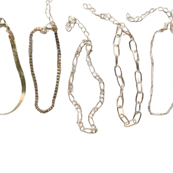 Gold Plated Multi Layered Adjustable Chain Bracelet Set - Picture 4 of 4